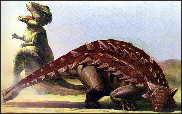 Тиранозавр и анкилозавр